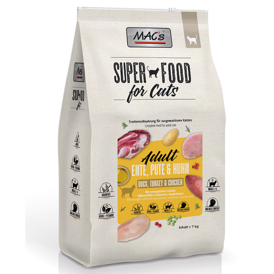 MAC's Superfood for Cats Adult Duck, Turkey & Chicken - 7 kg