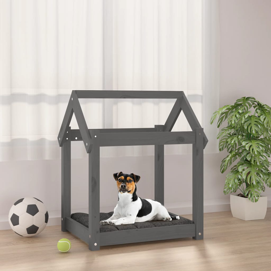vidaXL Koiransänky harmaa 61x50x70 cm täysi mänty