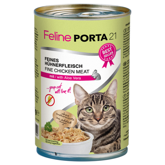 Feline Porta 21 - 12 x 400 g - lajitelma: kana & aloe + tonnikala & naudanliha (viljaton)