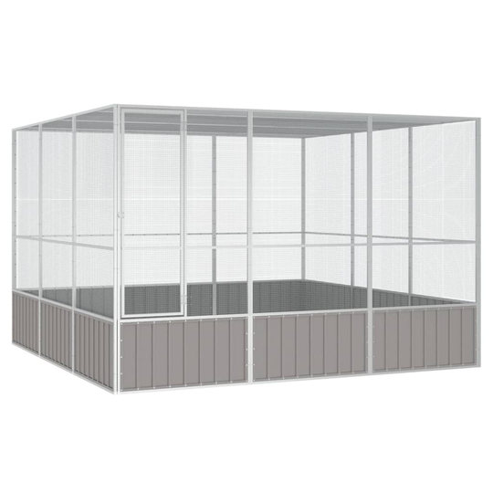 vidaXL Lintuhäkki harmaa 302,5x324,5x211,5 cm galvanoitu teräs