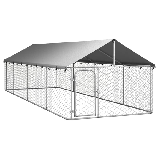 vidaXL Koiran ulkohäkki katoksella 600x200x150 cm