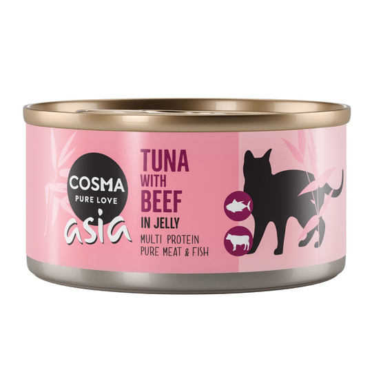 Cosma Asia hyytelössä 24 x 170 g erikoishintaan! - tonnikala & nauta