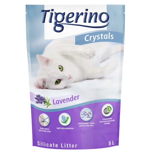 Tigerino Crystals Lavendel -kissanhiekka, laventeli - säästöpakkaus: 6 x 5 l