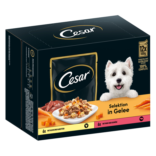 40 + 8 kaupan päälle! 48 x 100 g Cesar-koiranruokaa - Selection lihaa ja kasviksia hyytelössä