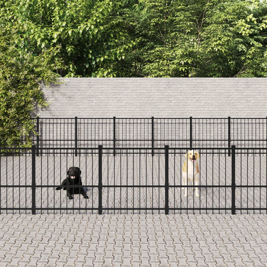 vidaXL Koiran ulkohäkki teräs 65,86 m²