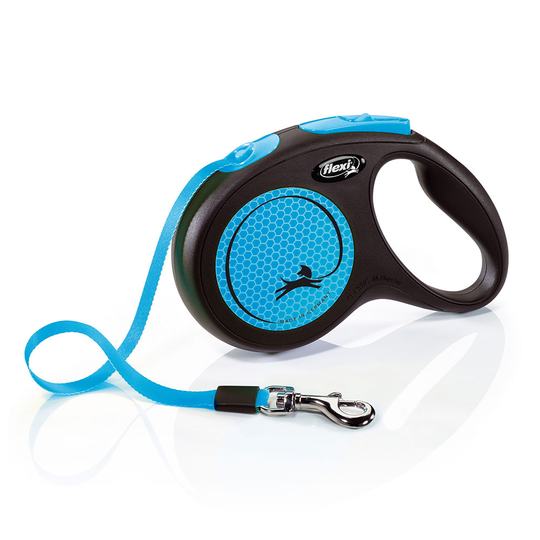 flexi New Neon -nauhatalutin sininen, 5 m - M: max 25 kg