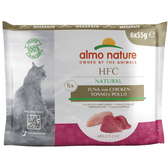 Almo Nature HFC Natural Pouch -säästöpakkaus: 24 x 55 g - tonnikala & kana