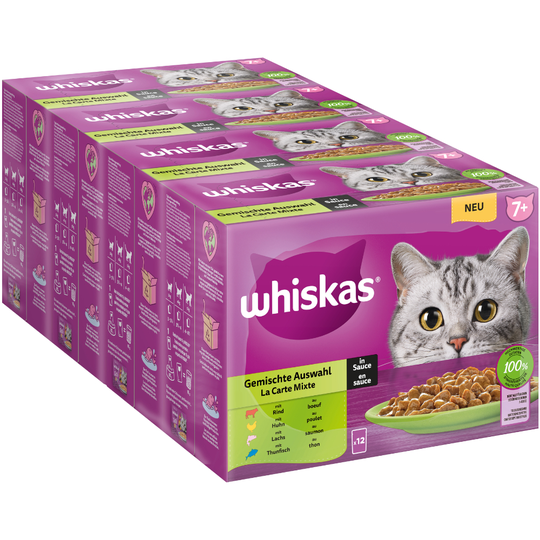 Whiskas Senior Pouches -lajitelma 144 x 85 g - 7+ kastikevalikoima