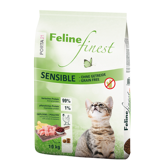 Porta 21 -säästöpakkaus 2 x 10 kg Feline Finest Sensible, viljaton