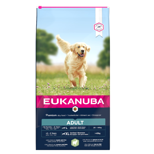 Eukanuba-säästöpakkaus - 2 x 12 kg Adult Large Breed Lamb & Rice