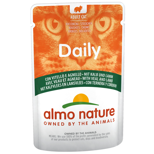 Almo Nature Daily Menu Pouch 6 x 70 g - vasikka & lammas