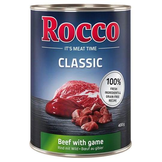 Rocco Classic -säästöpakkaus 12 x 400 g - naudanliha ja riista