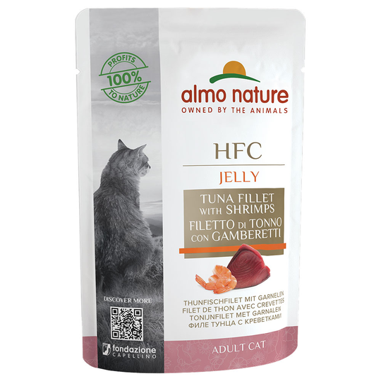 Almo Nature HFC Jelly Pouch 6 x 55 g - tonnikalafilee & katkarapu