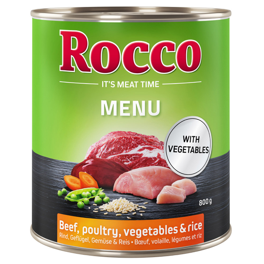 Rocco Menue -säästöpakkaus 24 x 800 g - nauta & siipikarja