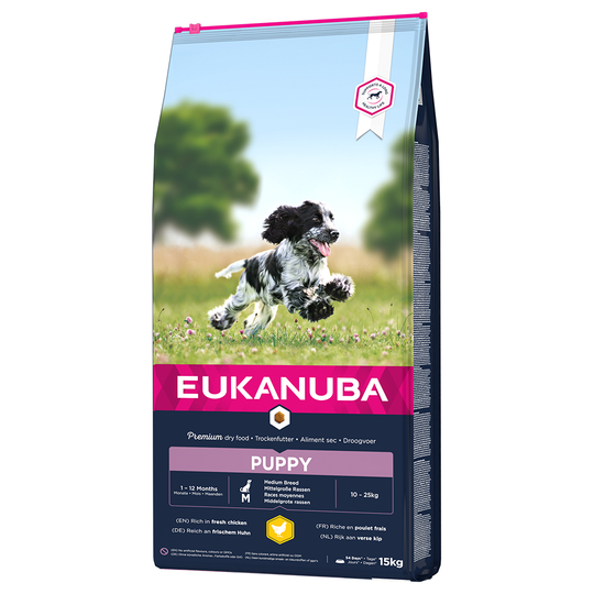 Eukanuba-säästöpakkaus - 2 x 15 kg Puppy Medium Breed Chicken