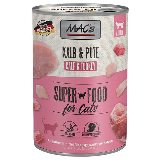 MAC´s Cat -kissanruoka 6 x 400 g - vasikka & kalkkuna