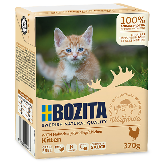 Bozita Chunks -säästöpakkaus 24 x 370 g - Kitten in Gravy: kana