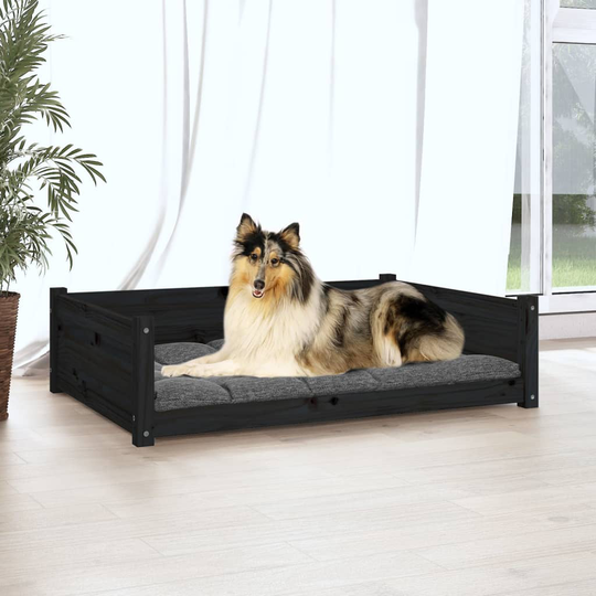 vidaXL Koiransänky musta 95,5x65,5x28 cm täysi mänty