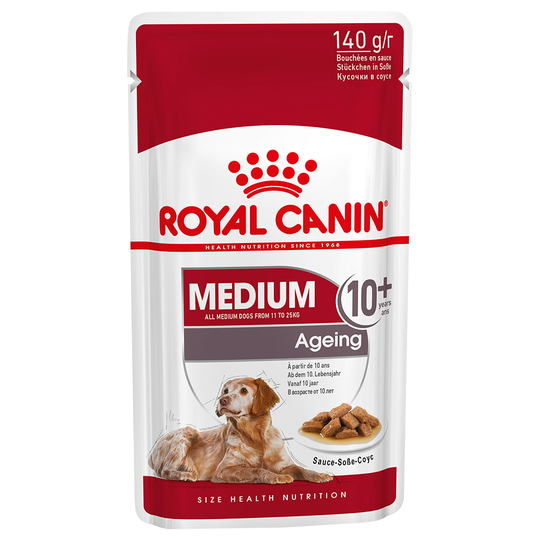 10 x 140 g / 12 x 85 g Royal Canin Size in Gravy erikoishintaan! - Medium Ageing 10+ (10 x 140 g)