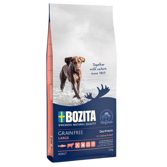 Bozita Grain Free lohi & nauta suurikokoisille koirille - 12 kg