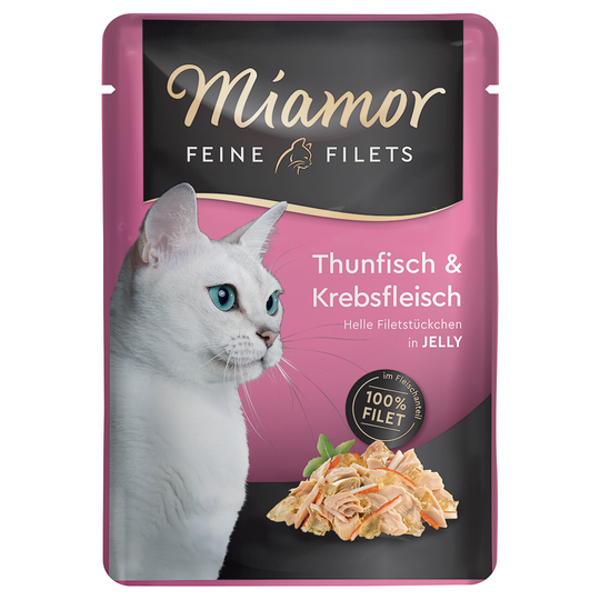 Miamor Fine Filets in Jelly -säästöpakkaus 24 x 100 g - tonnikala & rapu