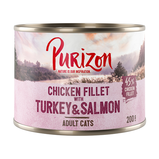 10 + 2 kaupan päälle ! 12 x 200 g/ 400 g Purizon Adult - kanafilee, kalkkuna & lohi (12 x 200 g)