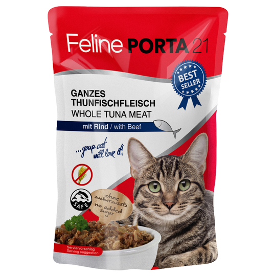 Feline Porta 21 -tuorepussit 6 x 100 g - tonnikala & naudanliha (viljaton)