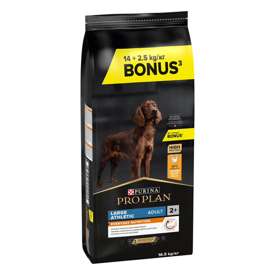 Purina Pro Plan koiranruoka 12/14 kg + 2/2,5 kg kaupan päälle! - Adult Large Athletic OptiBalance - Chicken (14 kg + 2,5 kg)