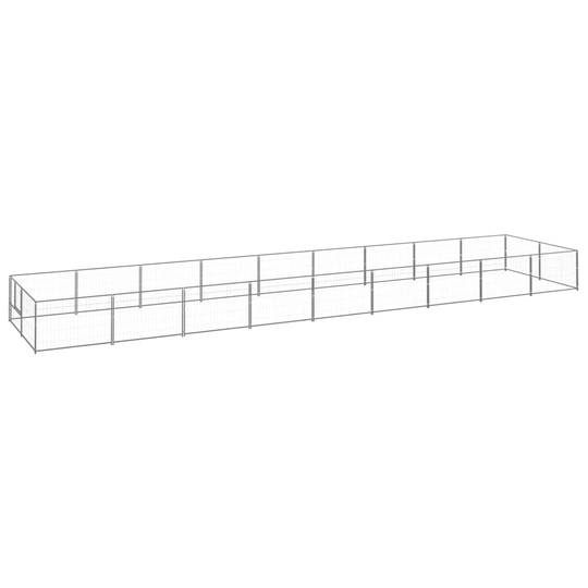 vidaXL Koiranhäkki hopea 18 m² teräs