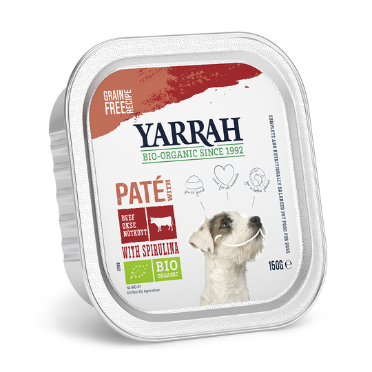 Yarrah-säästöpakkaus 36 x 150 g - Pate, luomunauta & luomuspirulina