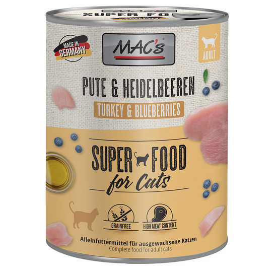 MAC´s Cat -kissanruoka 6 x 800 g - kalkkuna & mustikka