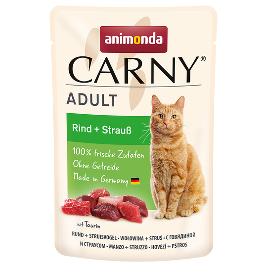 Animonda Carny Pouch 12 x 85 g - nauta + strutsi