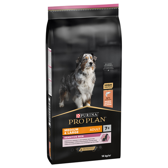 10 kg + 2 kg / 12 kg + 2 kg kaupan päälle! 12 kg / 14 kg Pro Plan - Medium/Large Adult 7+ Sensitive Skin OPTIDERMA (14 kg)