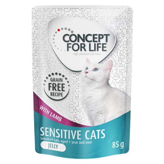 12 x 85 g Concept for Life viljaton erikoishintaan! - Sensitive Cats karitsa - hyytelössä