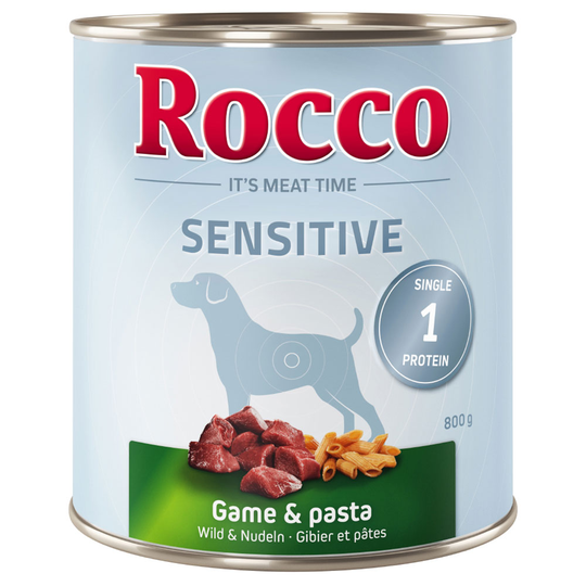 Rocco Sensitive -säästöpakkaus 12 x 800 g - riista & pasta