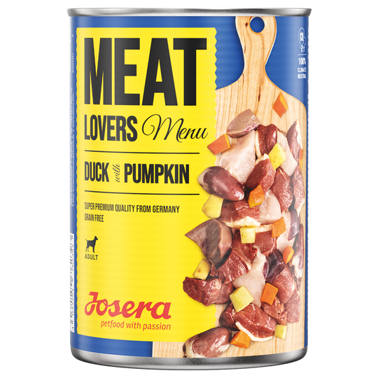 9 + 3 kaupan päälle! 12 x 800 g Josera Meatlovers - Menu: ankka & kurpitsa