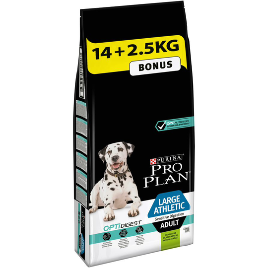 Purina Pro Plan koiranruoka 12/14 kg + 2/2,5 kg kaupan päälle! - Adult Large Athletic OptiDigest - Lamb (14 kg + 2,5 kg)