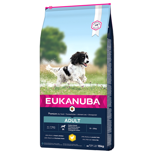 Eukanuba-säästöpakkaus - 2 x 15 kg Adult Medium Breed Chicken