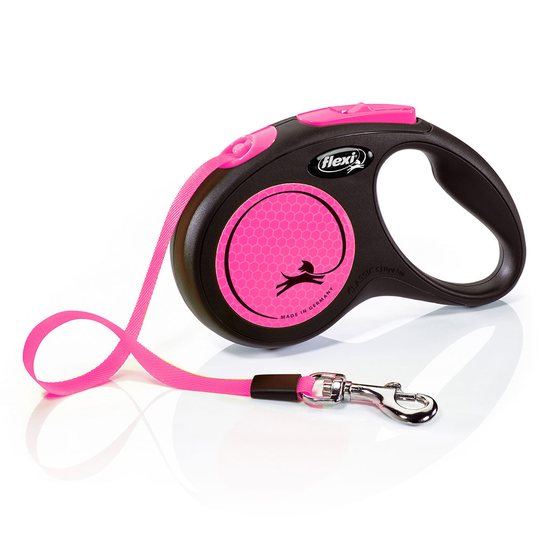 flexi New Neon -nauhatalutin pinkki, 5 m - S: max 15 kg