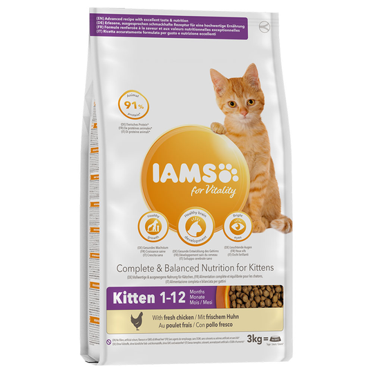 2,7 kg / 3 kg IAMS-kissanruokaa erikoishintaan! - Vitality: Kitten Fresh Chicken (3 kg)