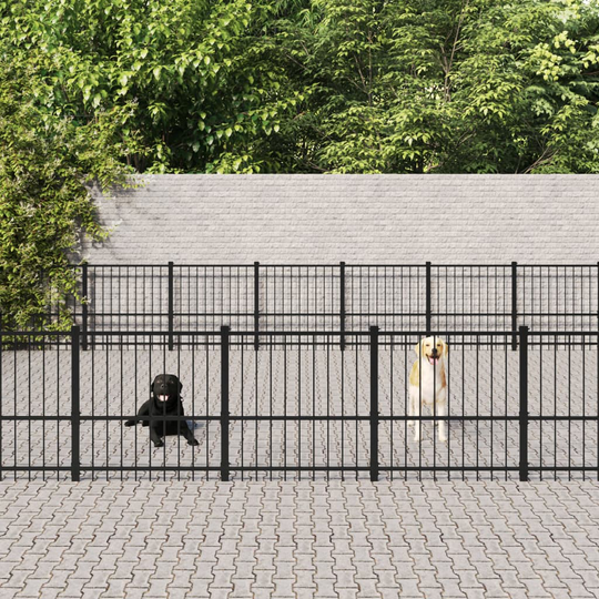 vidaXL Koiran ulkohäkki teräs 52,69 m²