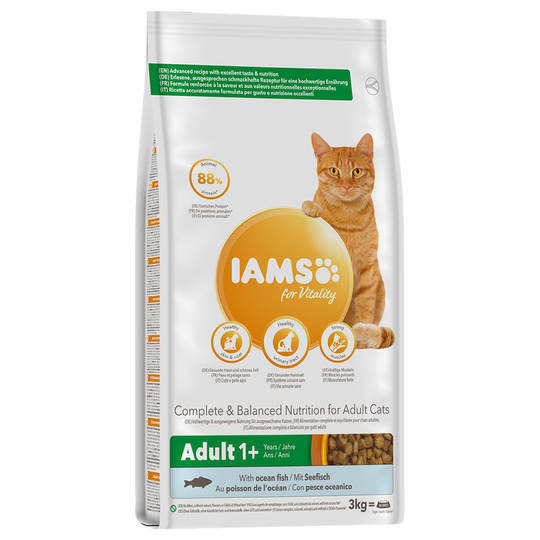 2,7 kg / 3 kg IAMS-kissanruokaa erikoishintaan! - Vitality: Adult Ocean Fish (3 kg)