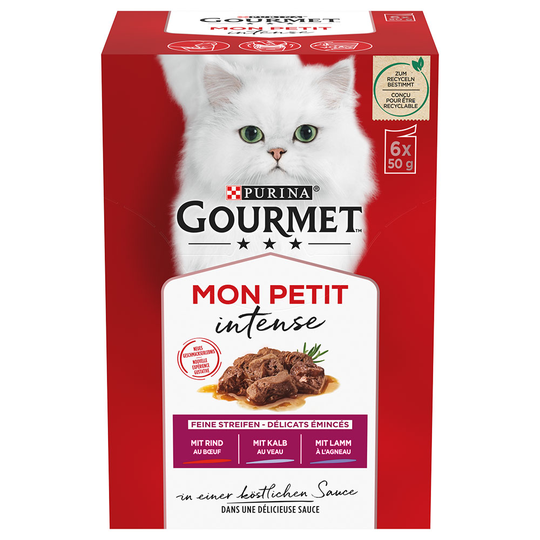 24 x 50 g Gourmet Mon Petit -kissanruokaa erikoishintaan! - nauta, vasikka, lammas