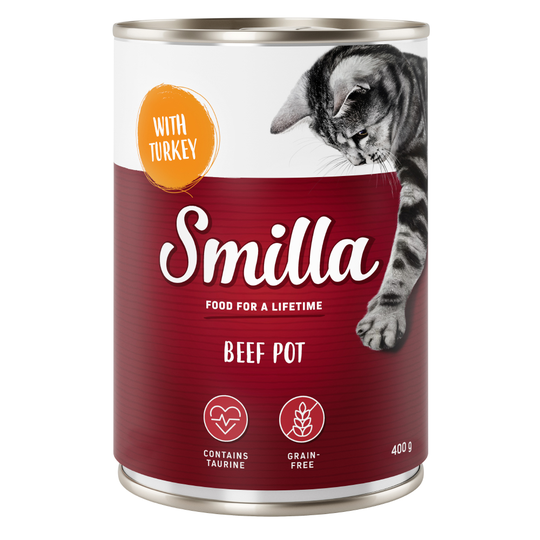 Smilla-nautapata -säästöpakkaus 24 x 400 g - nautaa kalkkunalla