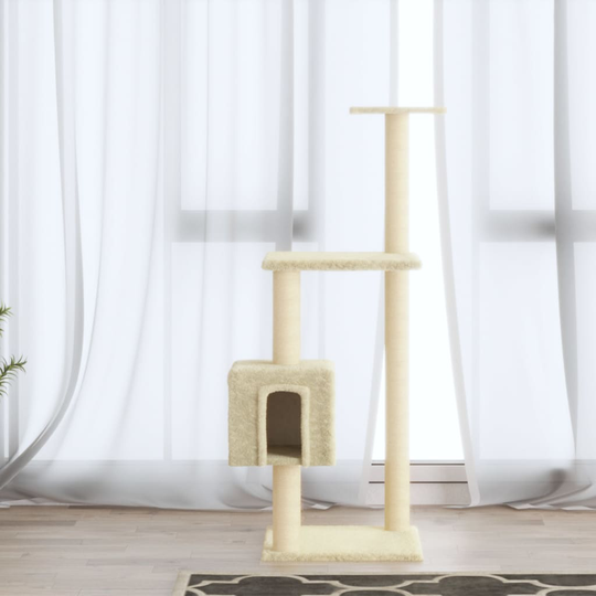 vidaXL Kissan kiipeilypuu sisal- raapimispylväillä kerma 104 cm