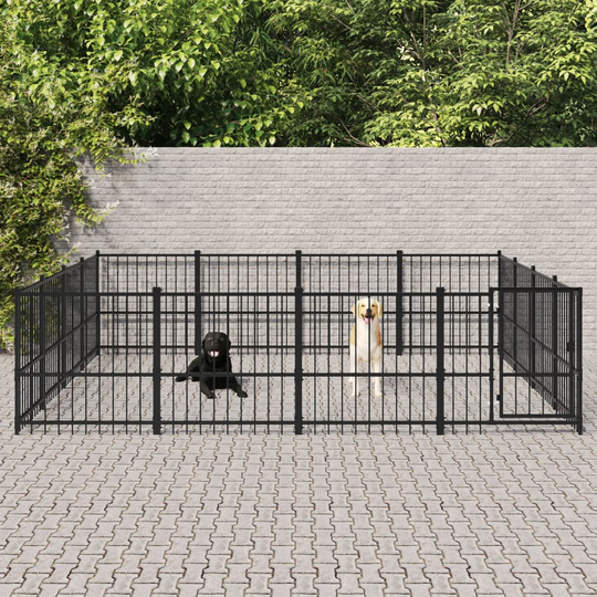 vidaXL Koiran ulkohäkki teräs 15,05 m²