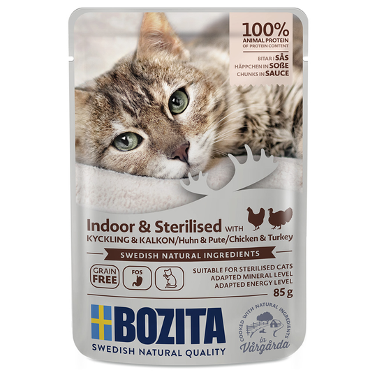Bozita Chunks in Gravy Indoor & Sterilised 12 x 85 g - siipikarja