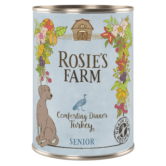 Rosie's Farm Adult 6 x 400 g: 5 + 1 kaupan päälle! - Senior: kalkkuna