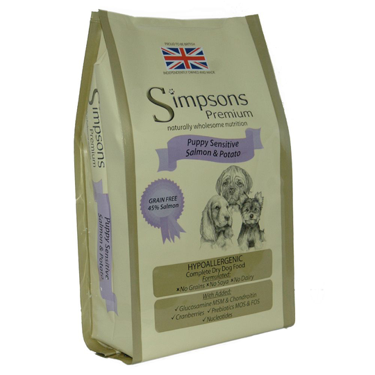 Simpsons Premium -säästöpakkaus 2 x 12 kg - Sensitive Puppy Salmon & Potato