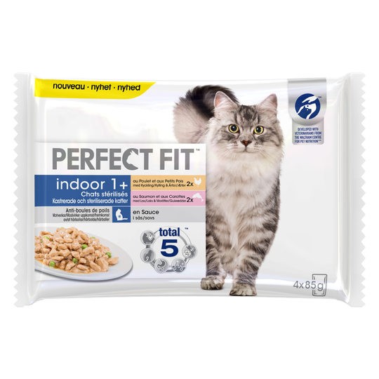 Perfect Fit Sterilise Indoor Adult 1+ - 4 x 85 g (kana & lohi)